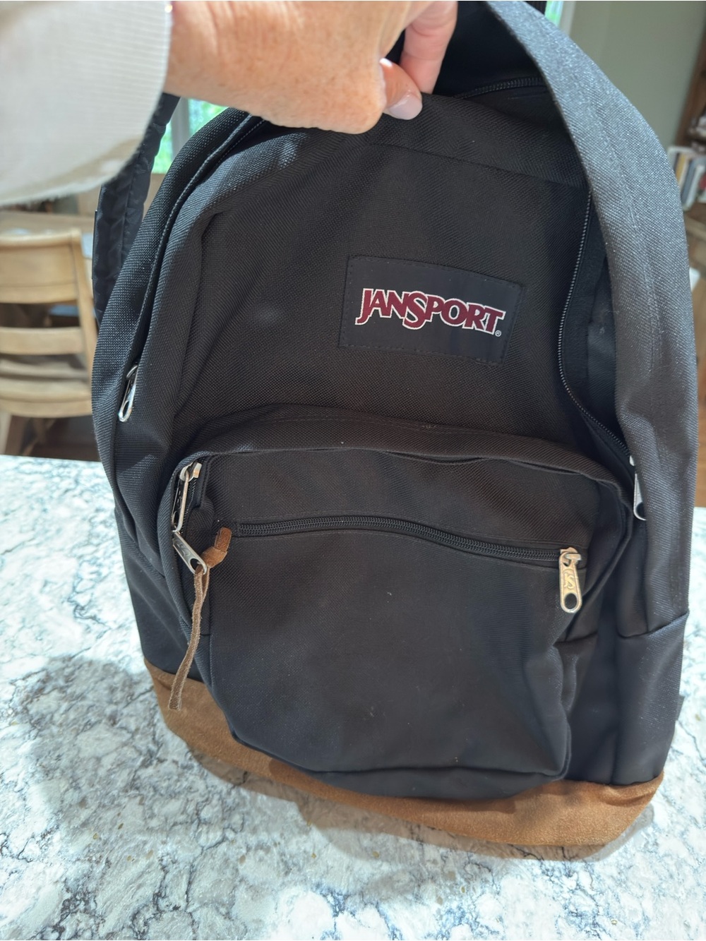 Jansport Black Backpack with Brown Base